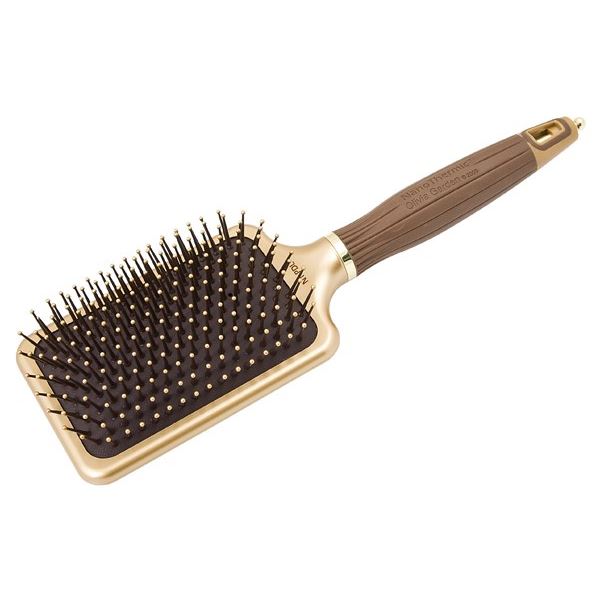 Olivia Garden Щетки и расчески для волос ID2074/OGBNTPDL Щетка EXPERT CARE RECTANGULAR Nylon Bristle Gold&Brown L Щетка 