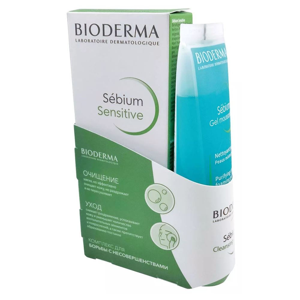 Bioderma Sebium Набор Sebium Sensitive Комплекс для борьбы с несовершенствами Набор: крем для проблемной кожи, очищающий гель