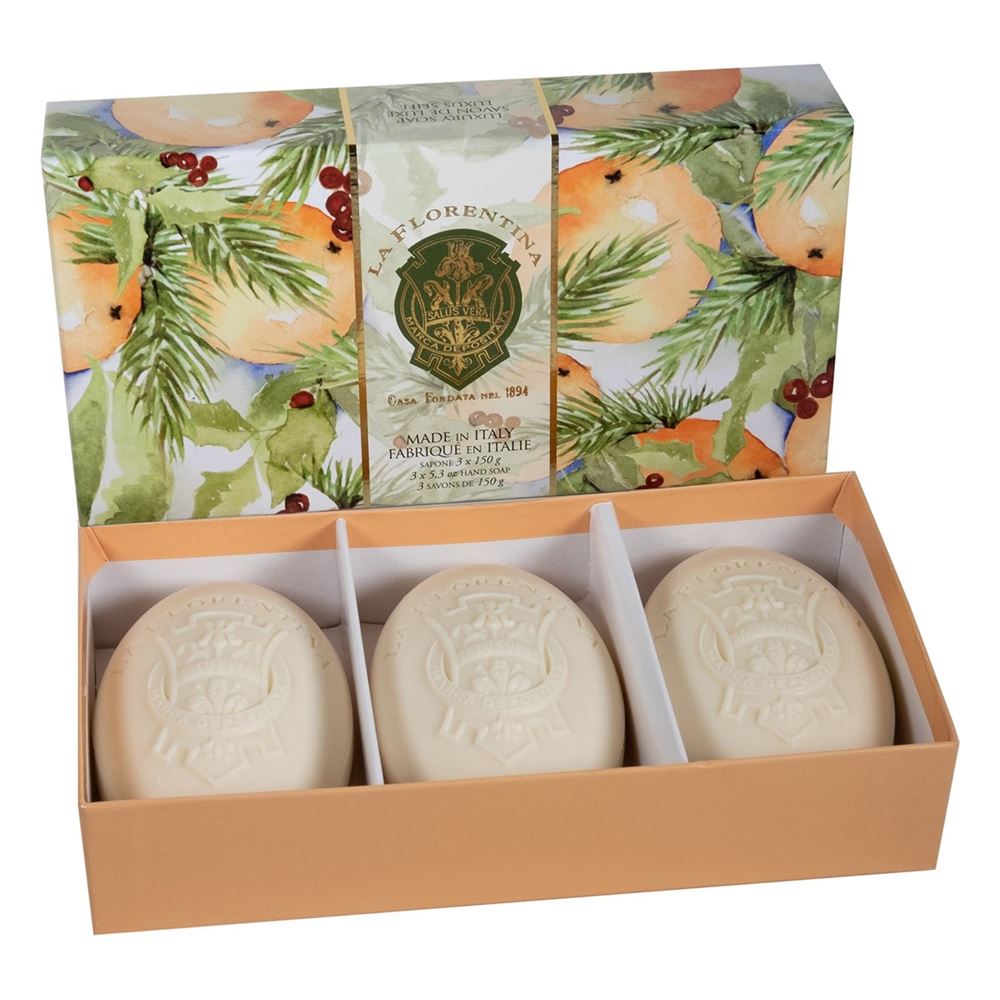 La Florentina Soap Набор Xmas Tuscany Orange Pine Set 3*150 Коллекция Xmas мыло Рыжая Тосканская сосна
