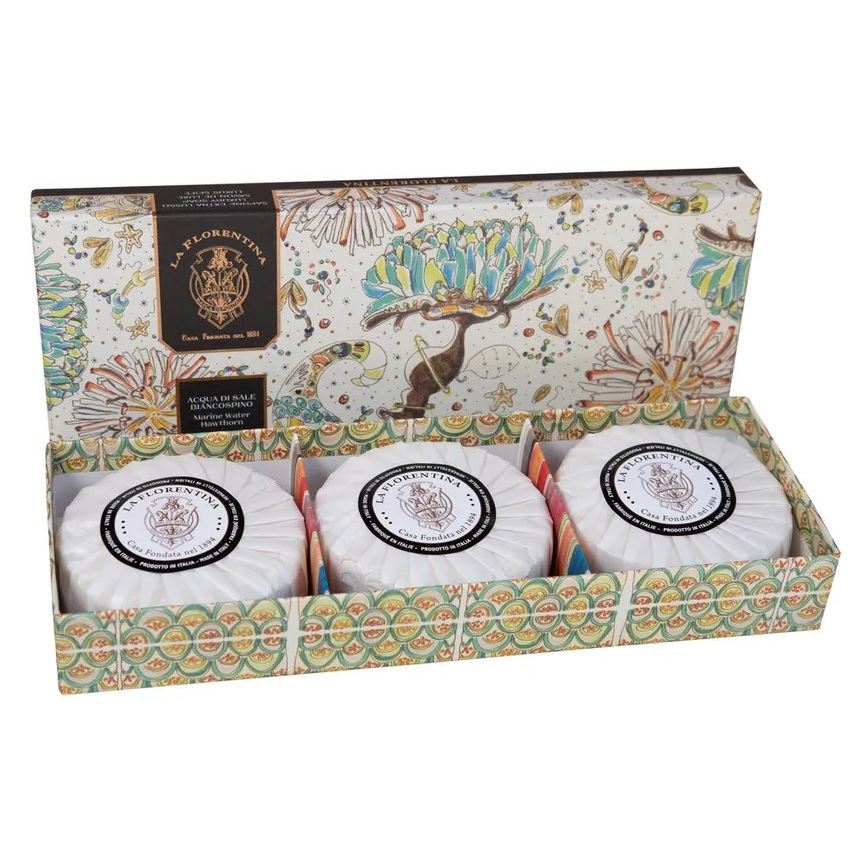 La Florentina Soap Набор Giardino Segreto - Marine water & Hawthorn 3*115 Набор мыла из Коллекции "Секретный сад" Морская вода и Кратегус