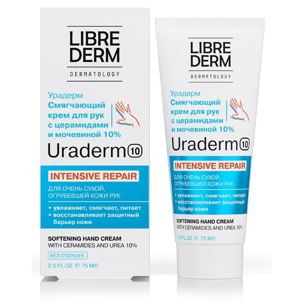 Librederm Уход за кожей лица и тела Uraderm 10 Intensive Repair Softening Hand Cream  Урадерм Крем для рук смягчающий церамиды-мочевина 10%