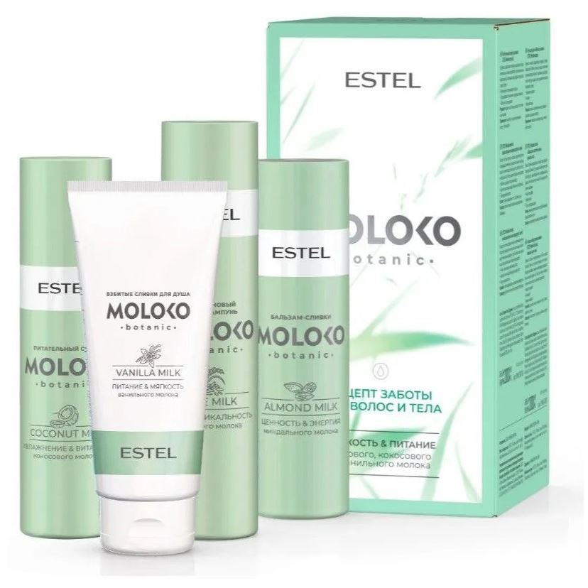 Estel Professional Moloko Botanic Набор "Рецепт заботы для волос и тела" Moloko botanic Набор "Рецепт заботы для волос и тела" Moloko botanic: шампунь, бальзам, спрей, гель для душа