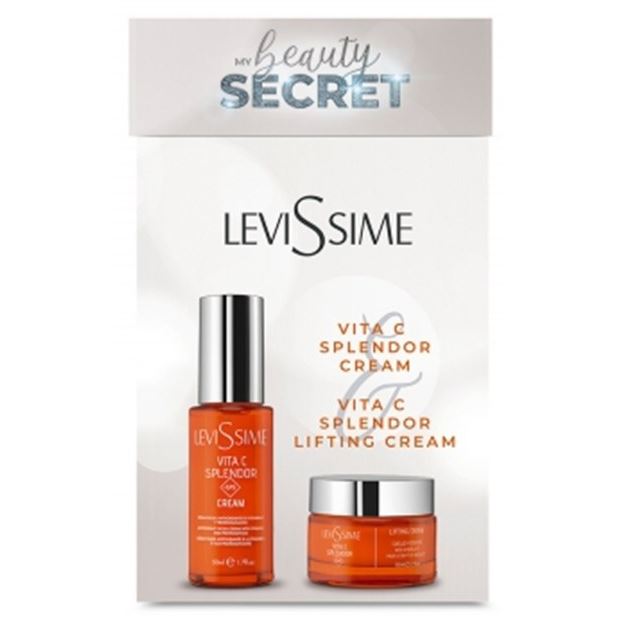 Levissime Alginate Mask My Beauty Secret Pack - Vita C Splendor Cream + Vita C Splendor Lifting Cream Набор: интеллектуальный крем с витамином С, лифтинг-крем крем для шеи и декольте