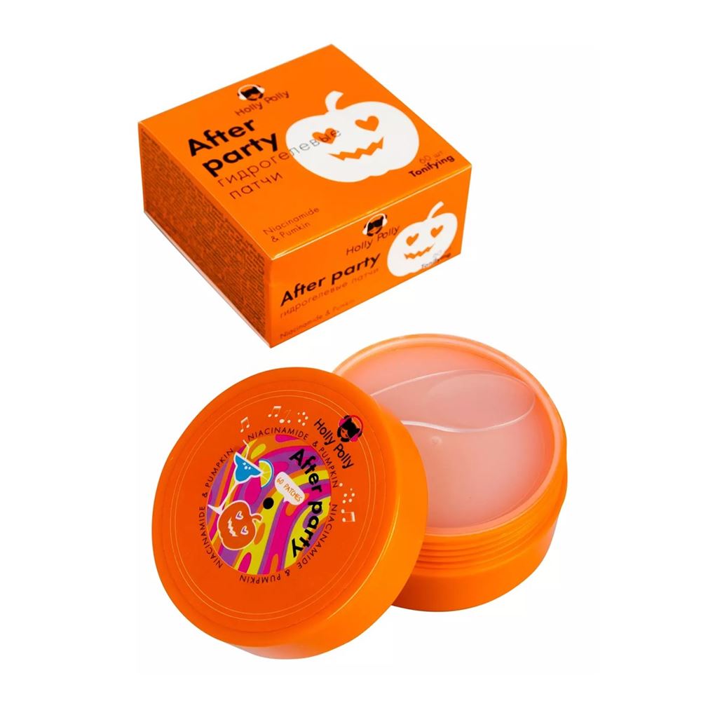 Holly Polly Face Care After Party Hydrogel Eye Patches with Niacinamide and Pumpkin Extract Гидрогелевые патчи для глаз с Ниацинамидом и экстрактом Тыквы (Против темных кругов)