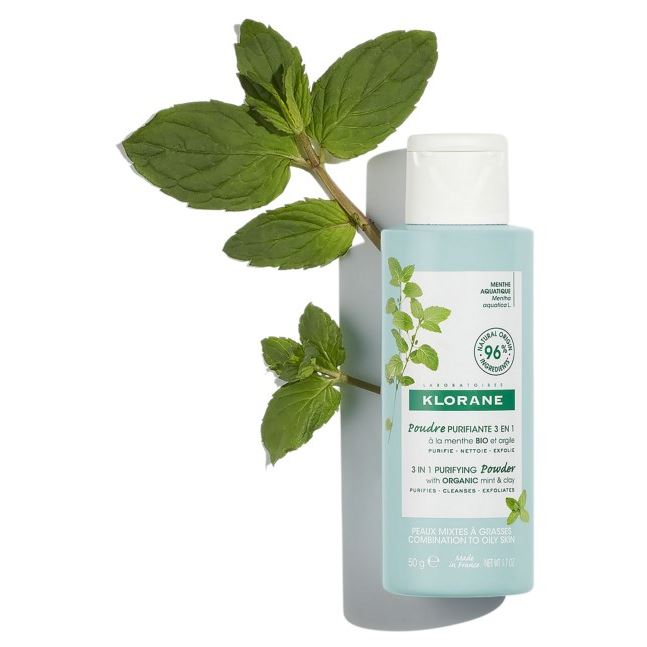 Klorane Face Care 3 in 1 Purifying Powder with Organic Mint & Clay Очищающая пудра для лица 3-1 с органическим экстрактом водной мяты и глины 