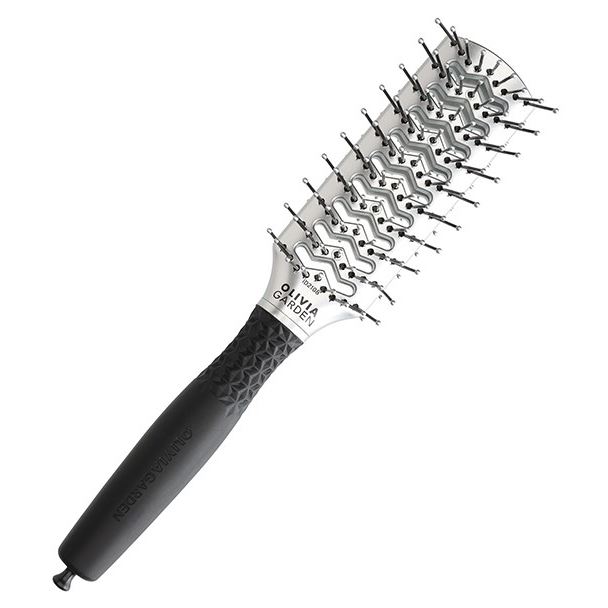 Olivia Garden Щетки и расчески для волос ID2108/OGBPCDT Щетка тунельная ESSENTIAL STYLE DOUBLE TUNNEL Nylon/Double Silver Щетка тунельная 