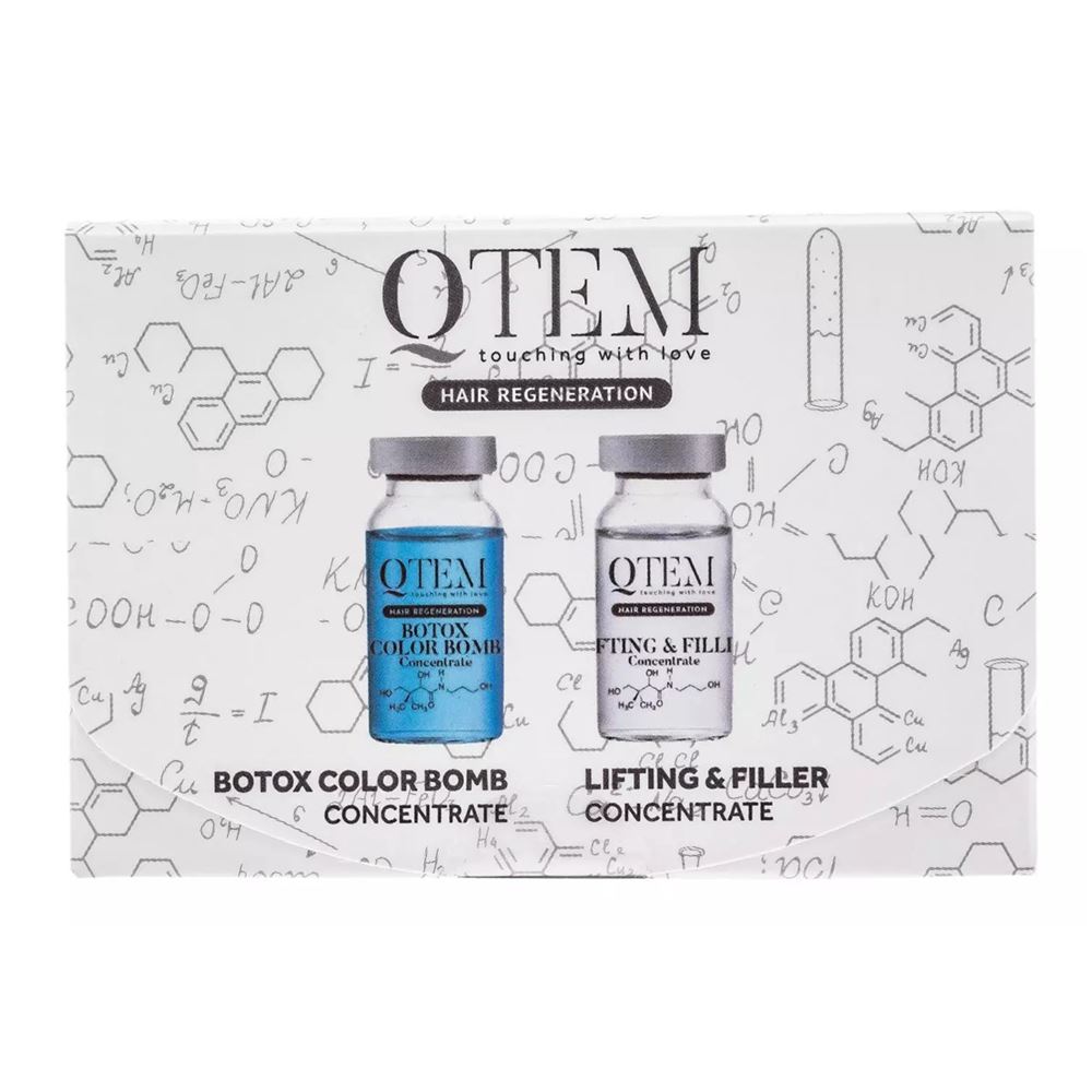 Qtem Hair Regeneration Набор Lifting & Filler + Color Bomb  Набор Холодный Ботокс для волос: Лифтинг и Филлер концентрат для реконструкции волос, Колор Бомб концентрат для восстановления волос