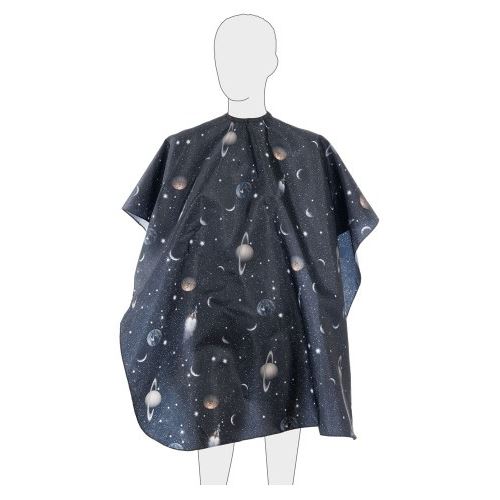 Dewal Professional Аксессуары для окрашивания и стрижки волос AA38B Пеньюар для стрижки "Космос" детский, полиэстер, черный 95х120см, на крючках Пеньюар для стрижки 