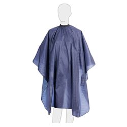 AA43N Пеньюар для стрижки "Полоска", полиэстер, синий , 140х150 см, на крючках