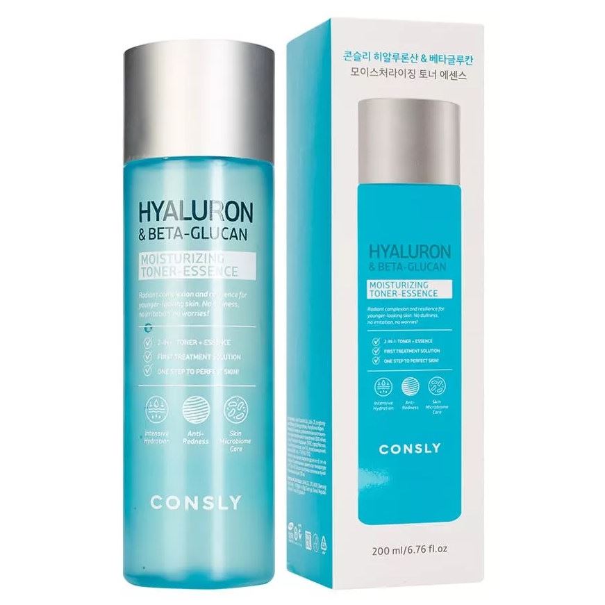 Consly Face Care Hyaluronic Acid and Beta-Glucan Moisurizing Toner-Essence  Тонер-эссенция с гиалуроновой кислотой и бета-глюканом 