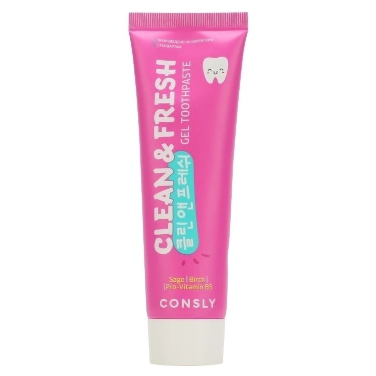 Consly Oral Care Clean&Fresh Sage, Birch & Pro-Vitamin B5 Protecting Gel Toothpaste Паста зубная гелевая для защиты дёсен и зубов с экстрактом шалфея, берёзы и провитамином B5