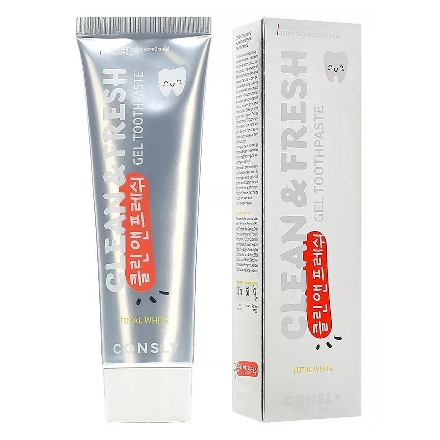 Consly Oral Care Clean&Fresh Total White Gel Toothpaste Паста зубная гелевая отбеливающая с фтором