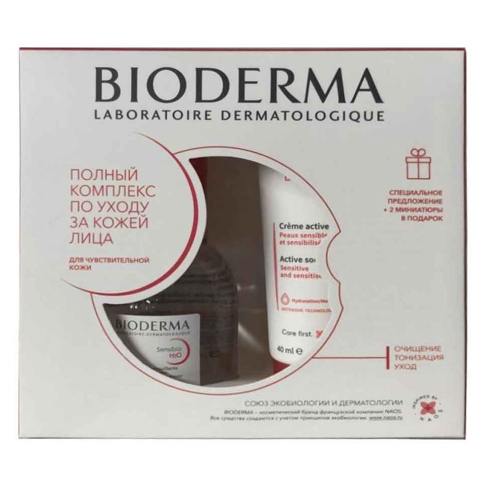 Bioderma Sensibio Набор для повседневного ухода Набор: мицеллярная вода, лосьон, крем, гель для глаз