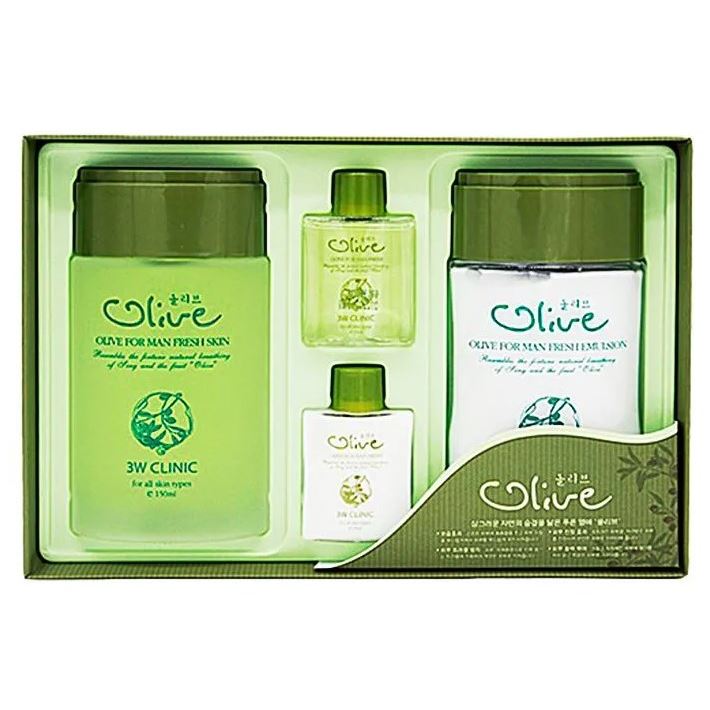 3W Clinic Face Care Olive For Man Fresh 2 Items Set  Набор мужской уходовой косметики с экстрактом оливы 