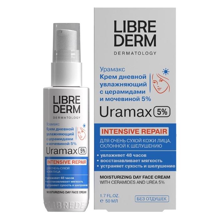 Librederm Уход за кожей лица и тела Uramax Moisturizing Day Face Cream  Крем для лица дневной увлажняющий с церамидами и мочевиной 5% 