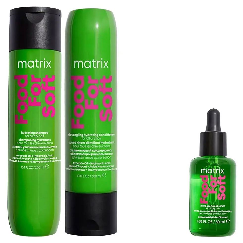 Matrix Food For Soft Набор Food For Soft для увлажнения волос Набор: шампунь, кондиционер, масло-сыворотка