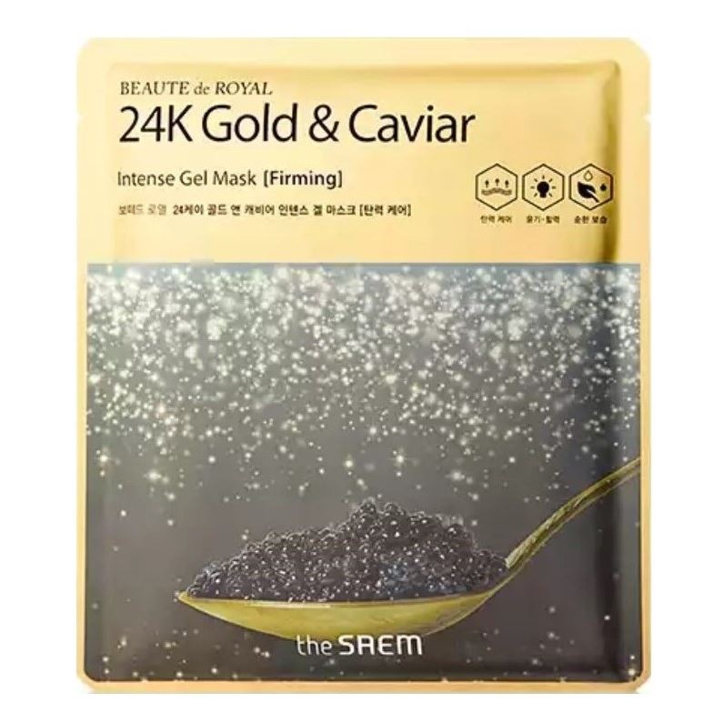 The Saem Face Care Beaute de Royal 24K Gold & Caviar Intense Gel Mask Гидрогелевая маска премиум-класса с 24 К золота и черной икры