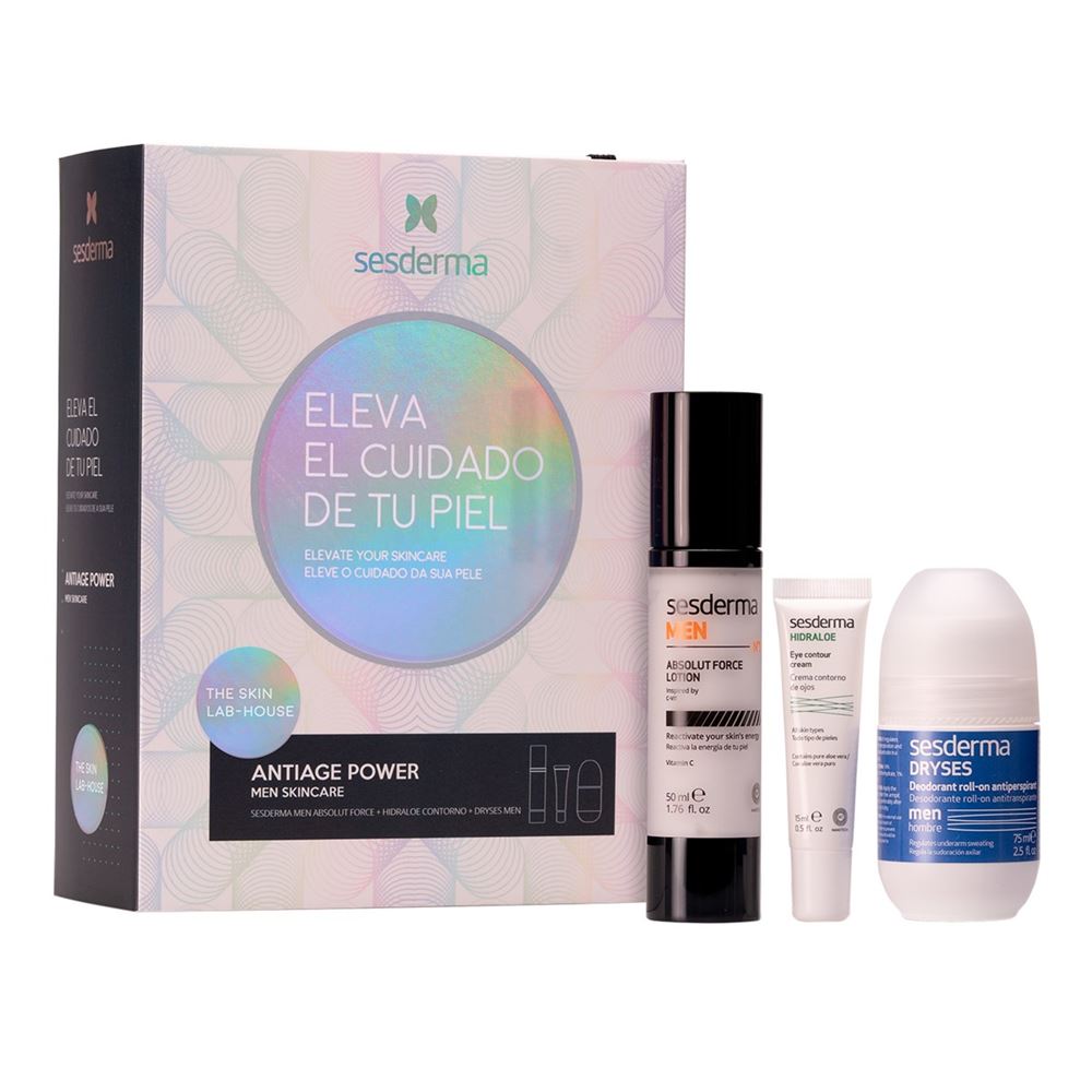 Sesderma Men Набор Men SkinCare AntiAge Power Набор: Лосьон ревитализирующий для мужчин, Крем-контур увлажняющий для зоны вокруг глаз, Дезодорант-антиперспирант для мужчин