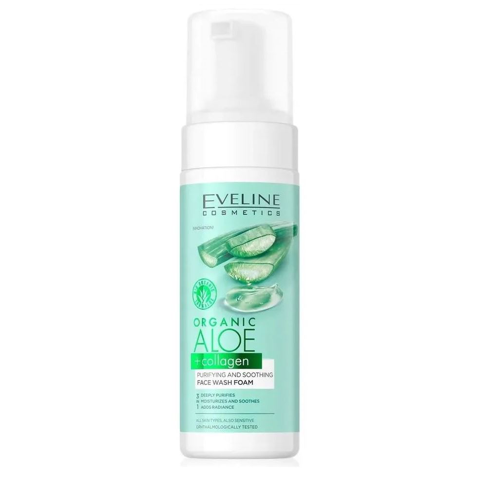 Eveline Face Care Organic Aloe Collagen Очищающе-успокаивающая пенка для умывания Очищающе-успокаивающая пенка для умывания