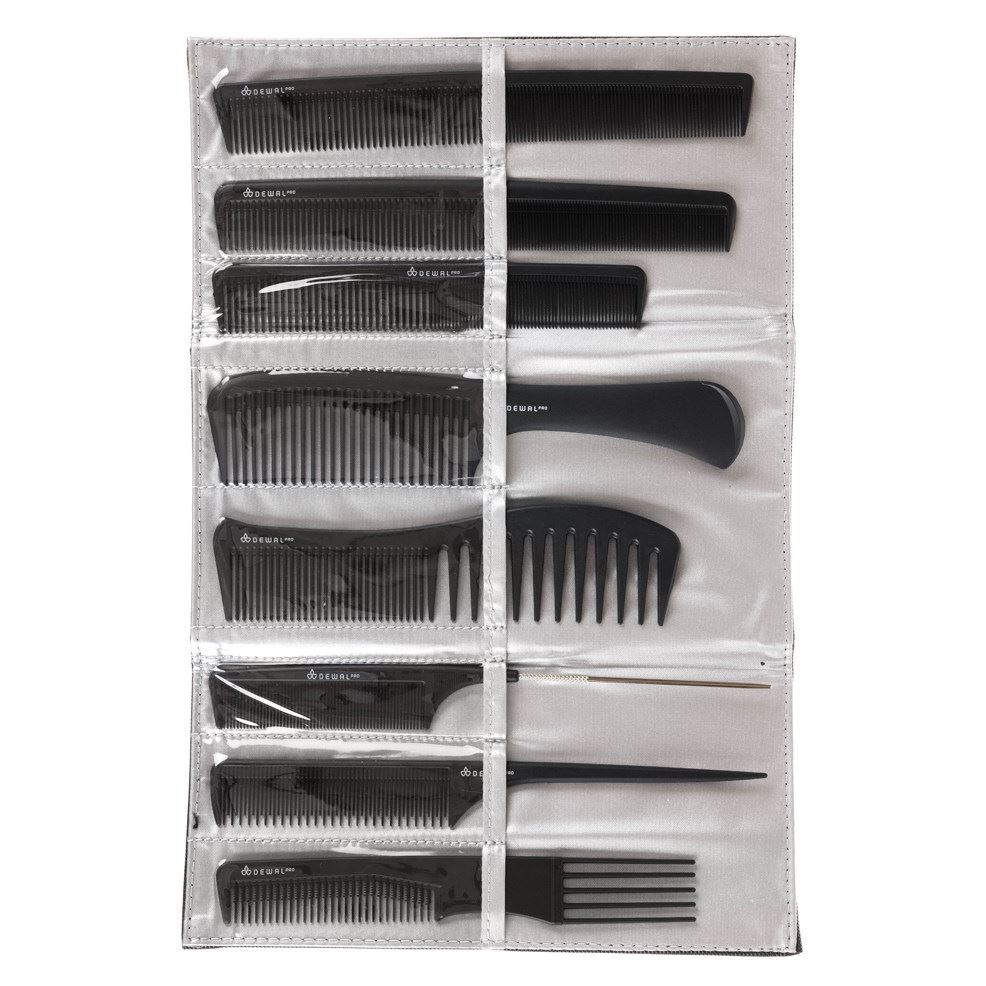Dewal Professional Брашинги, щетки, расчески SET10159 Набор расчесок в черном чехле, 8 шт Набор расчесок DEWAL в черном чехле, черный,  8 шт