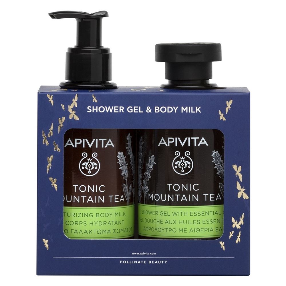 Apivita Body Care Tonic Mountain Tea Shower gel & Body Milk Set Набор "Горный чай": гель для душа, молочко