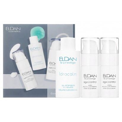 Eldan Антивозрастной уход Тревел-набор Клеточная терапия Набор: Азуленовый очищающий гель, 50 мл +  Сыворотка 24 часа «Клеточная терапия», 15 мл + Крем 24 часа «Клеточная терапия», 15 мл