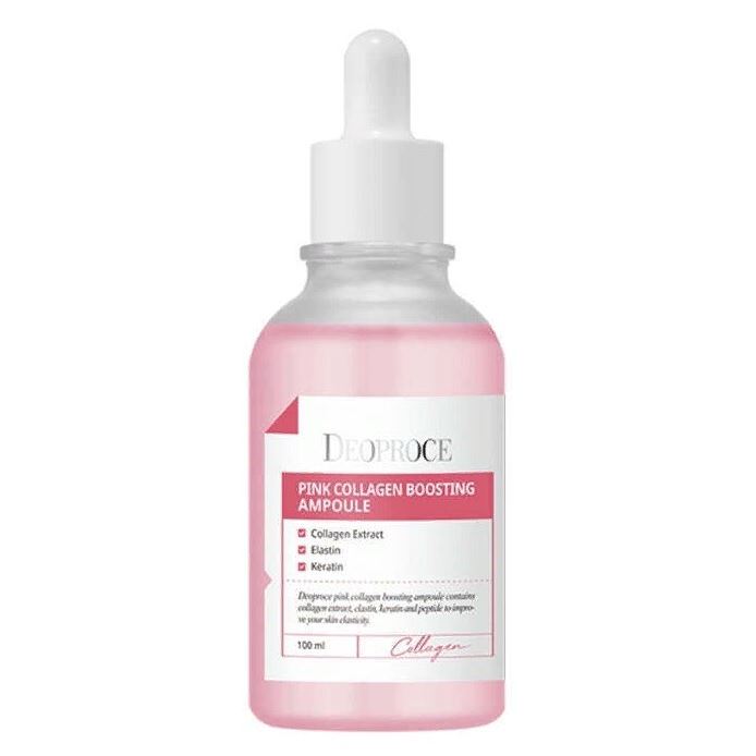 Deoproce Natural Skin Pink Collagen Boosting Ampoule Восстанавливающая сыворотка для лица с коллагеном 