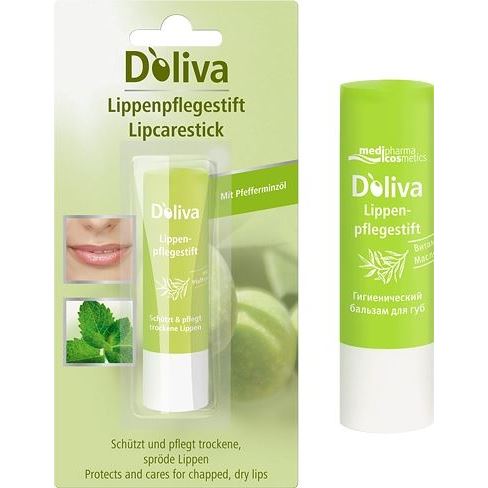 D`Oliva Facial Care Гигиенический бальзам для губ Гигиенический бальзам для губ с оливковым маслом, витамином Е и маслом мяты
