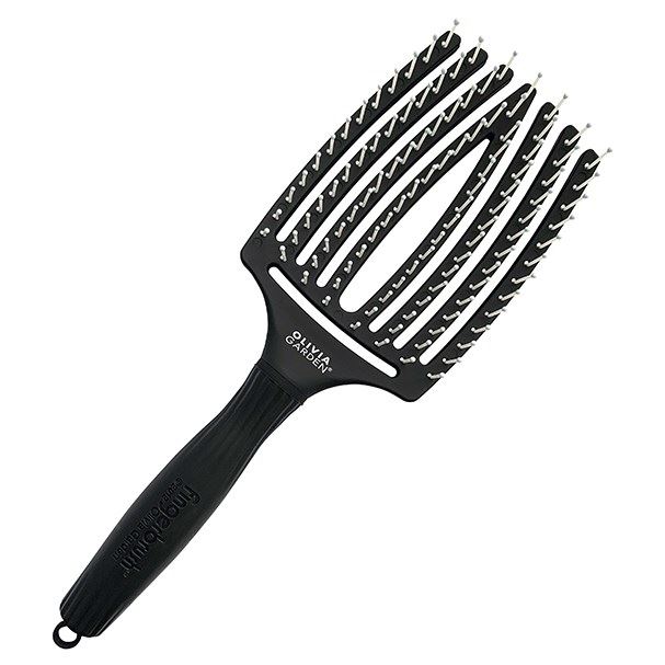Olivia Garden Щетки и расчески для волос ID1394/BR-FB1PC-L0000 Щетка для волос Fingerbrush Care Iconic Nylon Bristles Black L Щетка для волос