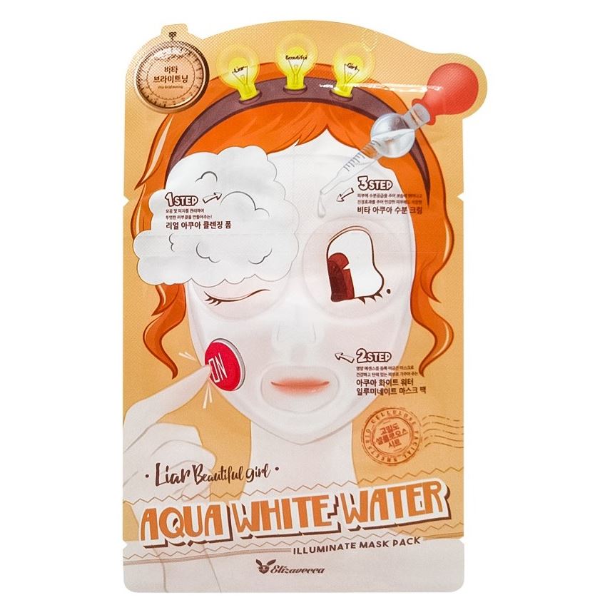 Elizavecca Face & Eyes Care Liar Beautiful Girl Aqua White Water Illuminate Mask Pack  Маска для лица трехступенчатая