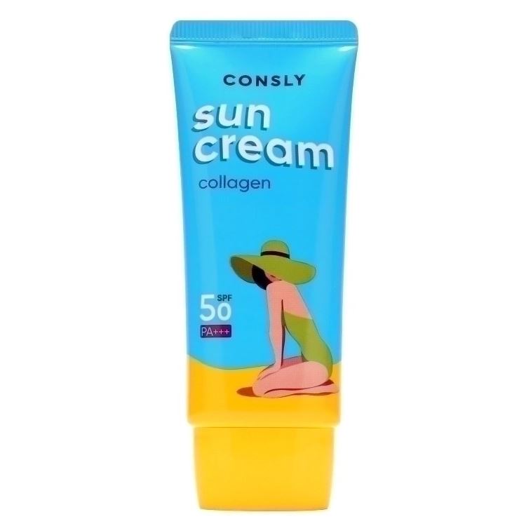Consly Face Care Daily Protection Collagen Sun Cream SPF 50/PA+++ Солнцезащитный крем с морским коллагеном SPF 50+/PA+++ для нормальной и сухой кожи