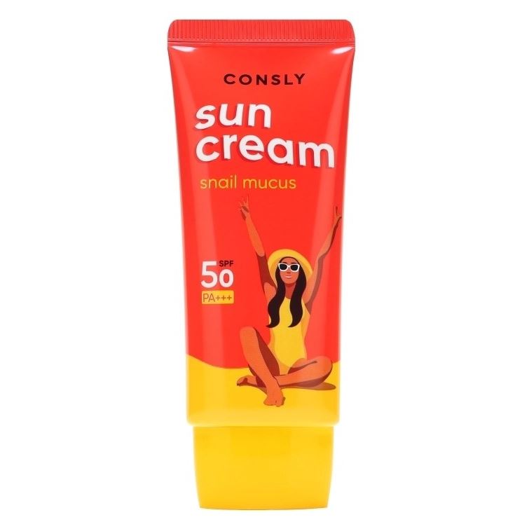 Consly Face Care Daily Protection Snail Sun Cream SPF 50/PA+++  Солнцезащитный крем с муцином улитки SPF 50+/PA+++ для комбинированной и жирной кожи 
