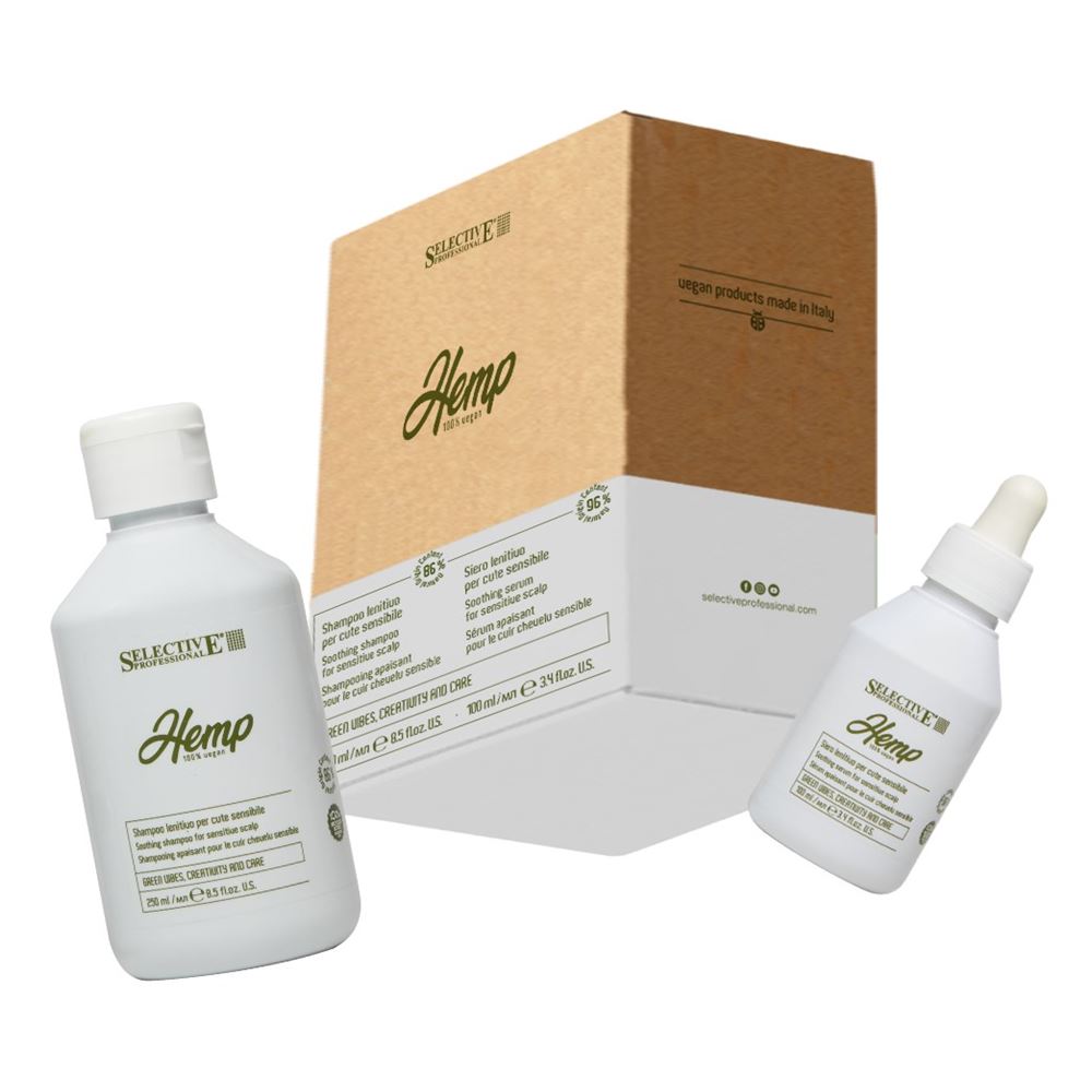 Selective Professional Hemp Набор Hemp Lenitive Набор: успокаивающий шампунь, успокаивающая сыворотка