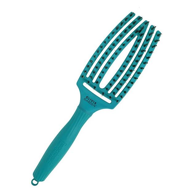 Olivia Garden Щетки и расчески для волос ID1835 Щетка для укладки Fingerbrush Care Iconic Boar&Nylon BLUE LAGOON Щетка для укладки 