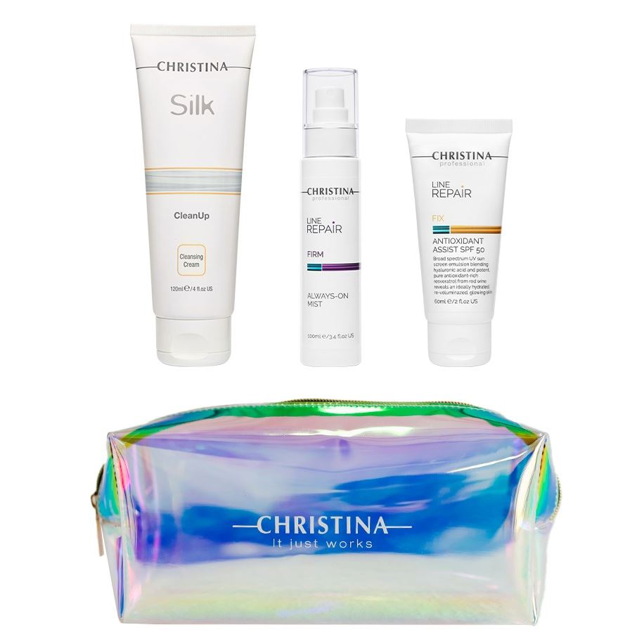 Christina Line Repair  Набор «Летим в Турцию» "Flying to Turkey" Kit Набор: очищающий крем, спрей, крем-флюид SPF 50, косметичка