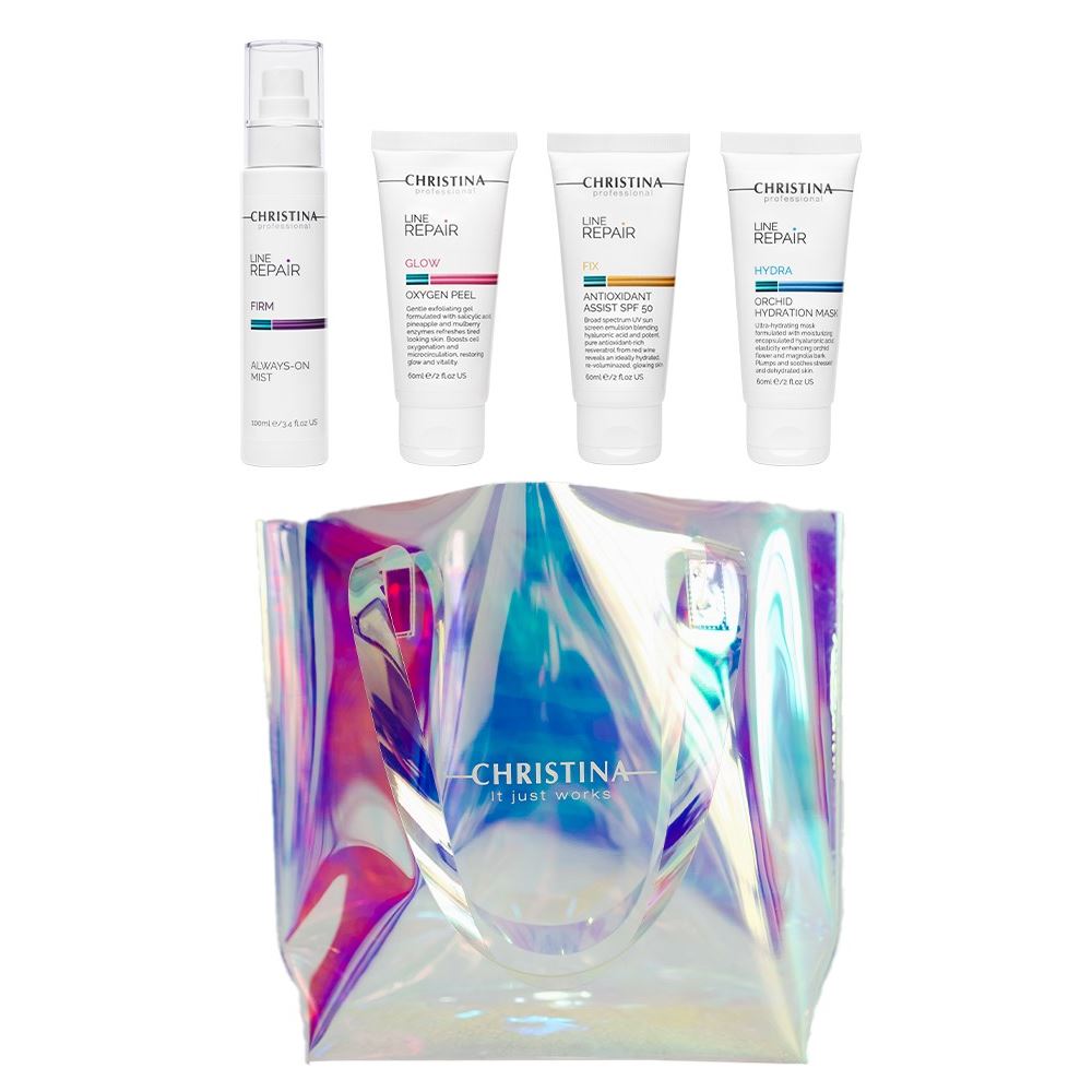 Christina Line Repair  Набор «Улетный универсальный» "High-flying universal" Kit Набор: спрей, пилинг, маска, крем-флюид SPF 50, сумка-шопер
