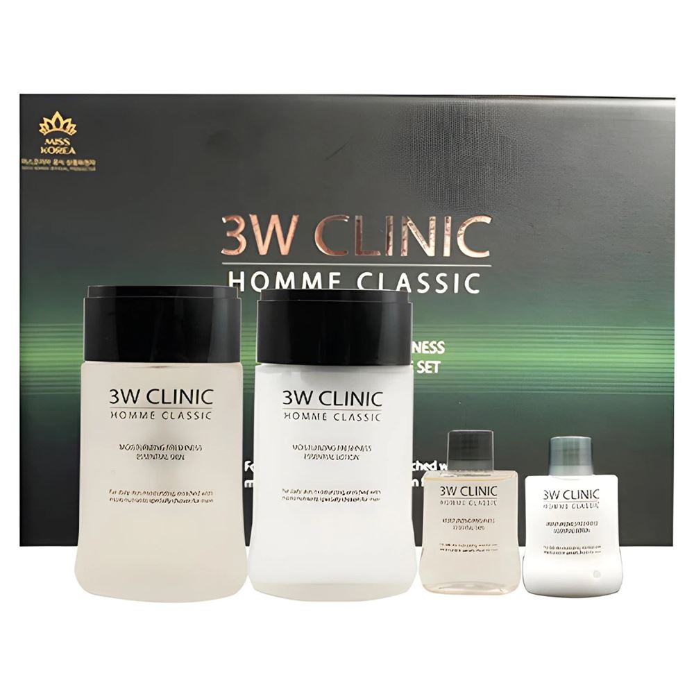3W Clinic Face Care Набор Homme Classic Moisturizing Freshness Essential 2 Items Set Набор для лица уходовый мужской: тонер, лосьон
