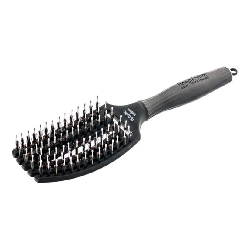Olivia Garden Щетки и расчески для волос ID0652/BR-FB1PC-CM000 Щетка Fingerbrush Care Iconic Boar&Nylon Black M Щетка для волос 
