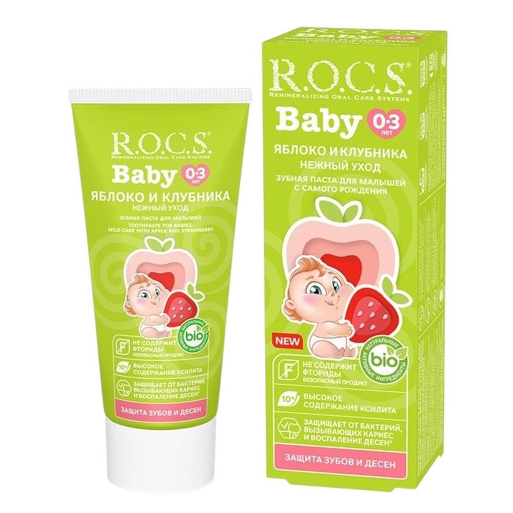 R.O.C.S. Baby Baby Нежный уход "Яблоко-Клубника" Зубная паста Baby Нежный уход "Яблоко-Клубника"