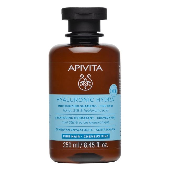 Apivita Hair Care Hyaluronic Hydra Moisturizing Shampoo - Fine Hair  Hohey StB & hyaluronic acid Шампунь увлажняющий с Гиалуроновой кислотой для тонких волос