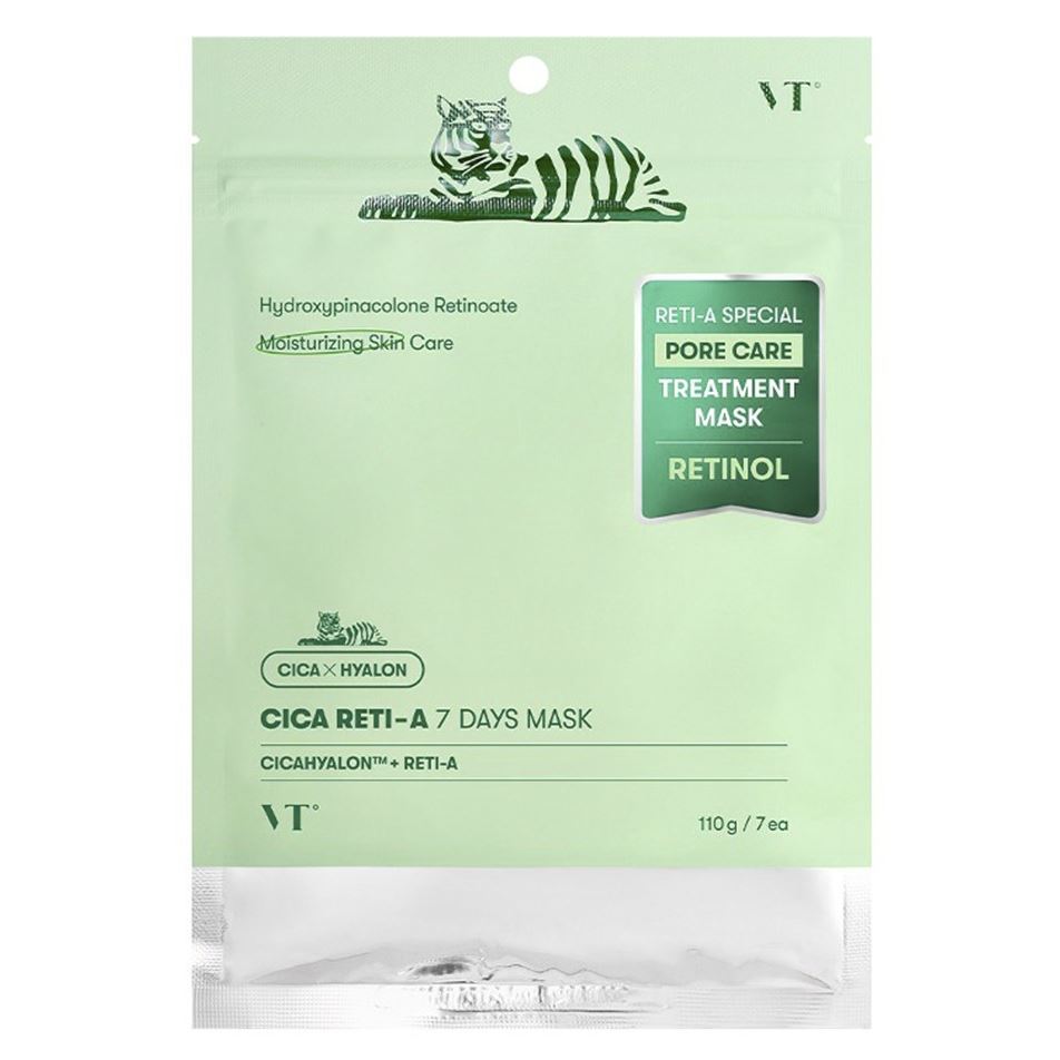 VT Cosmetics Cica Reti-A  Cica Reti-A 7 Days Mask Набор масок для сужения пор с ретинолом 