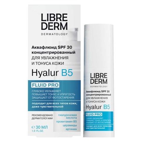 Librederm Гиалуроновая коллекция Hyalur B5 SPF 30 Аквафлюид концентрат для увлажнения и тонуса кожи Аквафлюид концентрат для увлажнения и тонуса кожи
