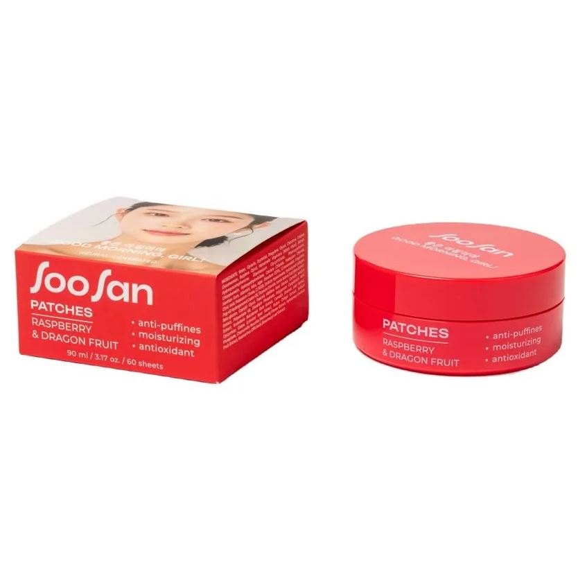 SooSan Face Care Patches With Raspberry & Dragon Fruit Патчи для глаз от отеков и мешков с экстрактами малины и питахайи Патчи для глаз от отеков и мешков с экстрактами малины и питахайи