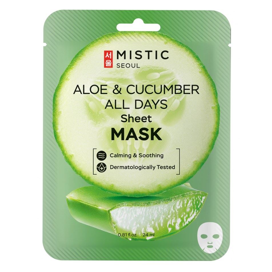 Mistic Care Aloe & Cucumber All Days Sheet Mask  Тканевая маска для лица с экстрактами огурца и алоэ 