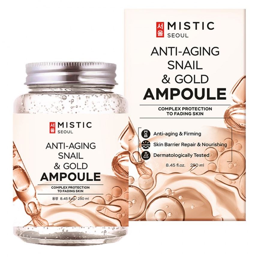 Mistic Care Anti-Aging Snail Mucin & Gold Ampoule Лифтинг-сыворотка с муцином улитки и частицами золота 