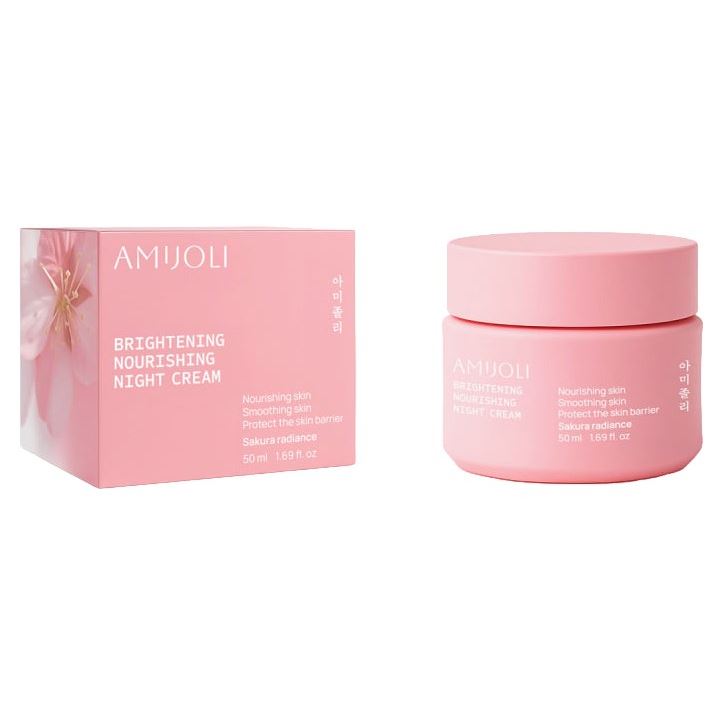 AMIJOLI Brightening Brightening Nourishing Night Cream Sakura Radiance  Ночной питательный крем для лица с экстрактом сакуры и транексамовой кислотой для выравнивания тона кожи