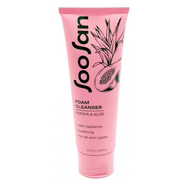 SooSan Face Care Foam Cleanser Papaya & Aloe  Очищающая пенка с экстрактами папайи и алоэ для чувствительной кожи 