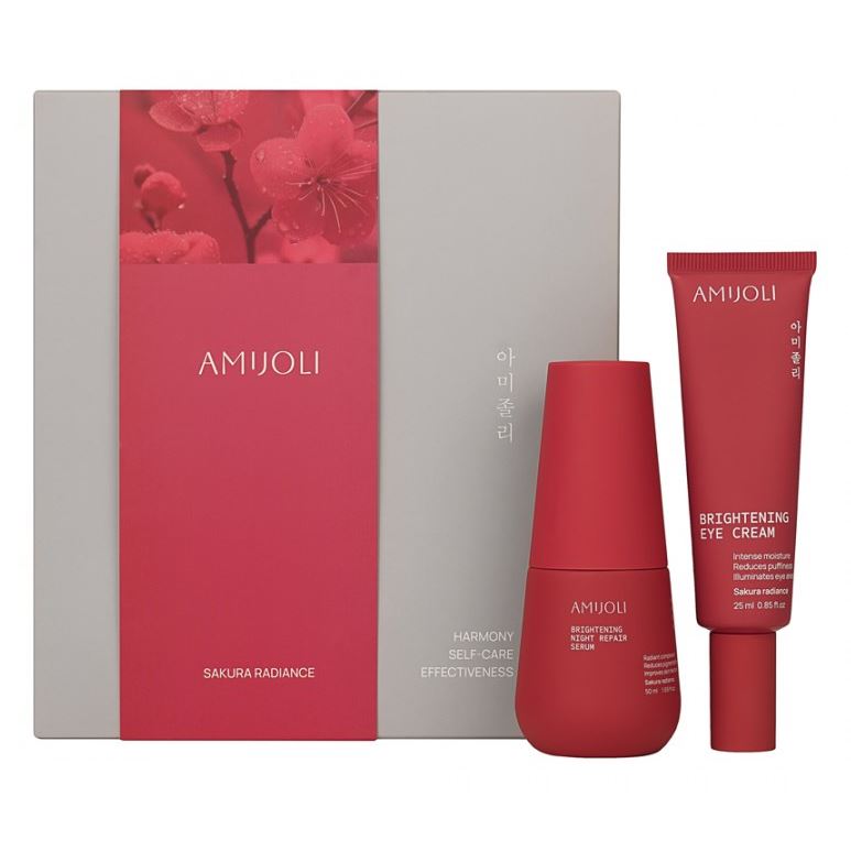AMIJOLI Brightening Набор  Sakura Radiance Набор: ночная сыворотка для лица, крем для глаз 