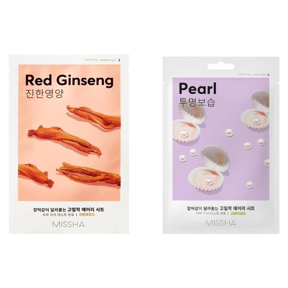 Missha Face Care Набор масок Airy Fit для лица: Red Ginseng + Pearl Набор масок