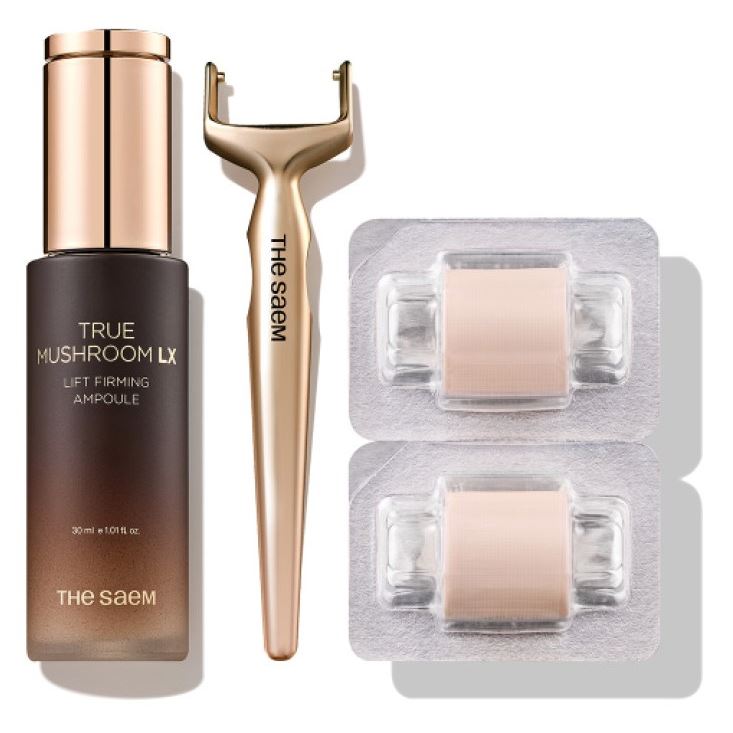 The Saem Face Care Набор True Mushroom LX Lift Firming Ampoule & Microshot Set Набор уходовый для лица: сыворотка, роллер
